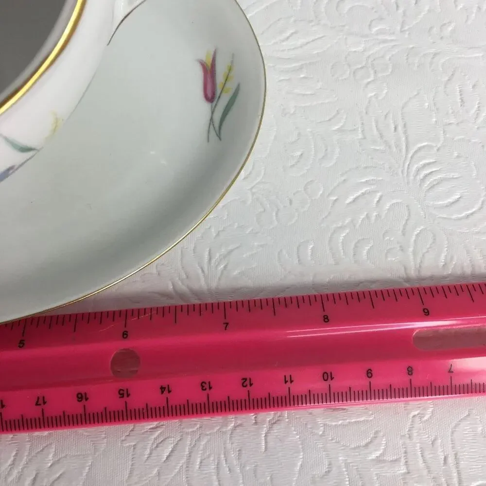 Vintage Eschenbach Gravy Boat with Underplate W1458 Pink Blue Gold Trim